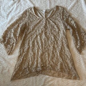 Brittany Black Gold Lace Blouse